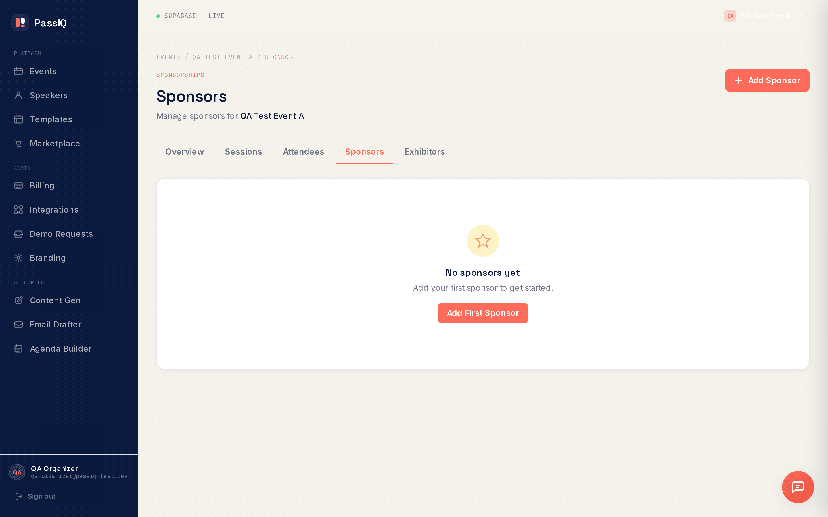 PassIQ Sponsors management